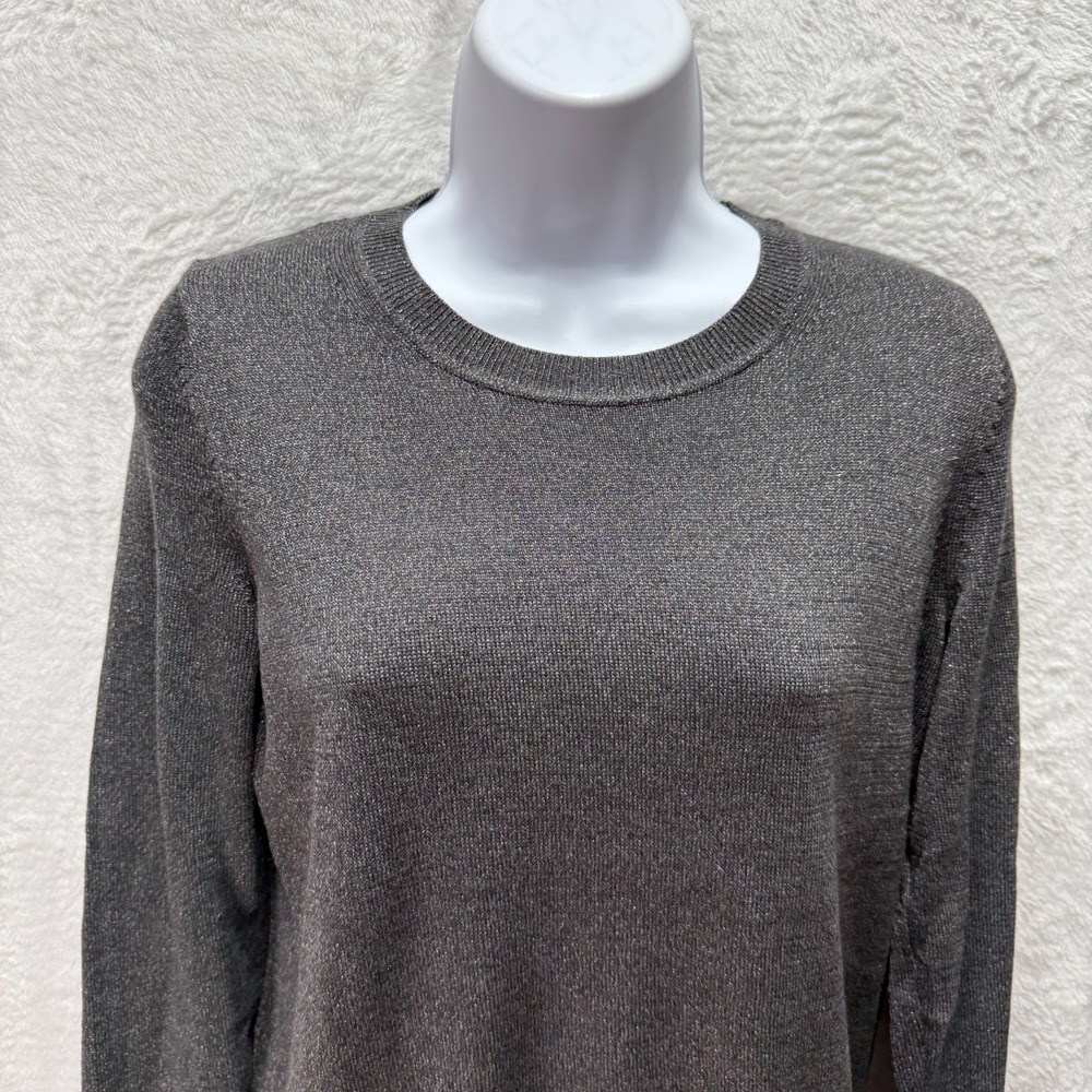 Banana Republic Lurex Metallic Sweater Womens Small Gray Knit Holidays Festive